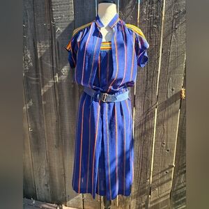 Fink Modell Striped Blue Dress with Belt And Wrap💥